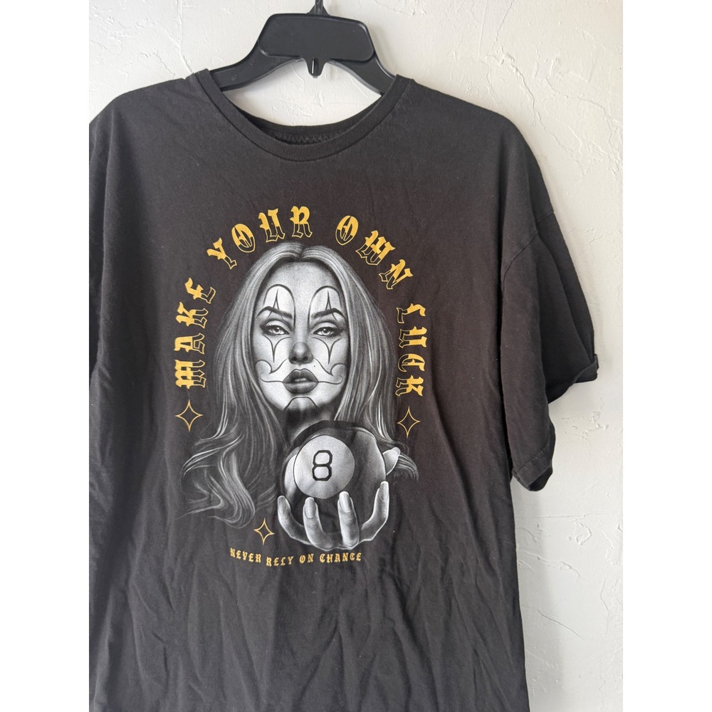 DOM 2XL Oldies T Shirt Men's‎ Make Your Own Luck Clown 8 Ball Tee Chicano